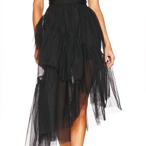 NBD Black Asymmetric Layered Tulle High-Low Skirt